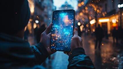 Canvas Print - City Lights on Phone.