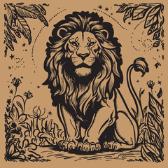 Wall Mural - A wild Lion Illustration vector .