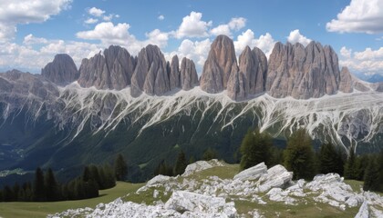 Canvas Print -  Majestic mountain peaks under a clear sky