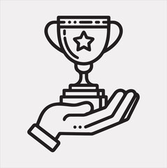 Winning award line art Vector silhouette illustration icon on a white background