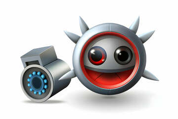 3D Icon as Malware icon and security camera concept as A malware icon paired with a security camera symbolizing the surveillance and defense against malicious software perfect for isolated vector desi