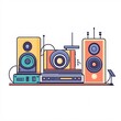 © Chaikit - 240805 182. A simple vector icon illustration depicting the group of audio equipment at center for a website isolated white background