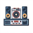 © Chaikit - 240805 182. A simple vector icon illustration depicting the group of audio equipment at center for a website isolated white background