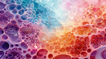 Canvas Print - Abstract Oil and Water Bubbles with Vibrant Colors