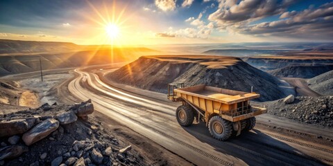 Sunrise Over A Mining Haul Road, Mining, Haul Road, Trucking, Sunset