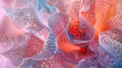 Poster - A surreal and dreamlike image of human skin under a microscope, blending reality with imagination.