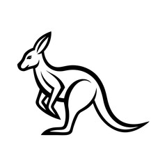 Poster - Kangaroo line art mascot logo design. Animal Kangaroo logo silhouette vector illustration on a white background.