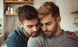 © AI Visual Vault - Two Gay Men Sharing a Tender Moment at Home During a Quiet Evening
