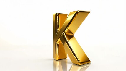Poster - Shiny Golden Letter K Displayed Against a Clean White Background Generative AI