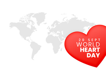 Wall Mural - 29th sept international heart day background with world map design