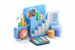 © HaJung - 3D Icon as Tax planning software and financial chart concept as Tax planning software paired with a financial chart representing digital tools for strategic tax planning ideal for clean and isolated v