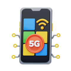 Aufkleber - 3D 5G Network in Mobile. 3D Icon