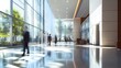 © Heng Heng - AI Stock - Blurred office building lobby with people walking in a modern corporate environment  Intentionally blurred background with clean minimalist design and architecture