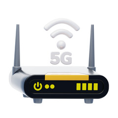 Aufkleber - 3D Fast Connectivity 5G Modem. 3D Icon