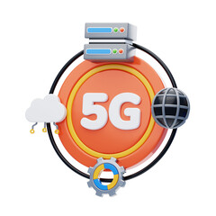 Aufkleber - 3D Connecting the World with the 5G Ecosystem. 3D Icon