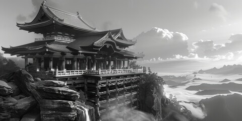 Ancient Temple on a Clifftop with Stunning Mountain Views