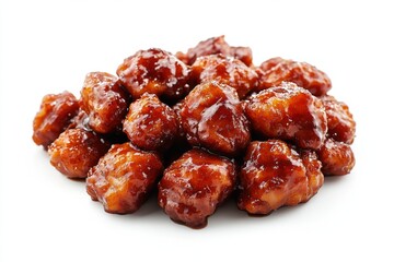 Canvas Print - Sweet and Sour Pork, A popular dish consisting of deep-fried pork pieces coated in a tangy and sweet sauce made from sugar, vinegar, and ketchup. Isolated on White Background