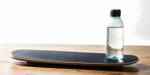 Simple flat vector illustration as Balance board and water bottle concept as A balance board and a water bottle symbolizing the integration of balance training and hydration perfect for isolated vecto