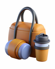 Simple flat vector illustration as Gym bag and herbal tea concept as A gym bag and a cup of herbal tea representing the balance between fitness and relaxation ideal for clean and isolated vector desig