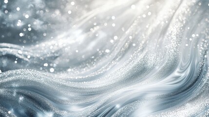 Wall Mural - A shimmering abstract wave of silver and light, evoking elegance and tranquility.