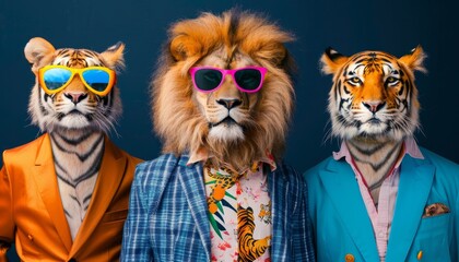 Three Animals in Suits and Sunglasses