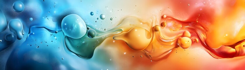 Poster - Abstract Liquid Swirls in Blue and Orange.