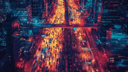 Wall Mural - City Night Traffic.