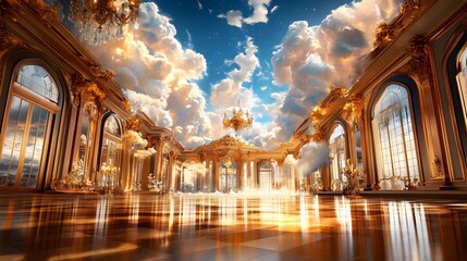 Canvas Print - Golden Palace in the Clouds.