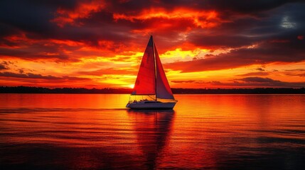 Canvas Print - Sailboat at Sunset