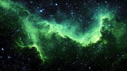 Wall Mural - green galaxy with stars