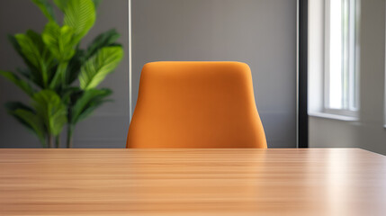 Wall Mural - Modern Office Desk with Orange Chair - Perfect for Product Displays