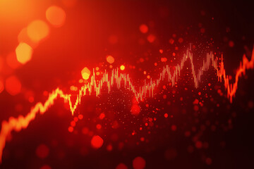 Aufkleber - red background with a graph of numbers and lines