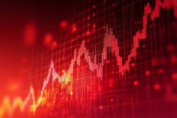 Aufkleber - red background with a graph of numbers and lines