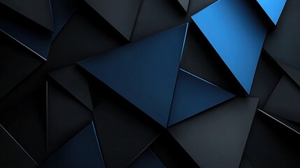 Fototapete - Modern abstract background in black and blue with minimal geometric shapes and a 3D effect