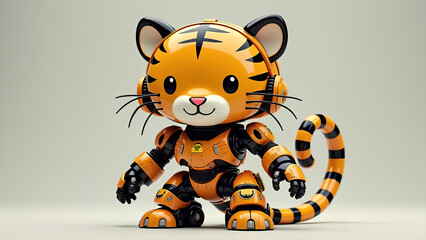 Wall Mural - mech kawaii tiger in mechanical armor