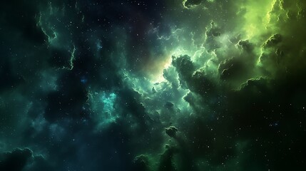 Poster - green nebula galxy