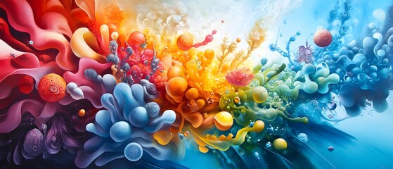 Wall Mural - Abstract Colorful Fluid Art.