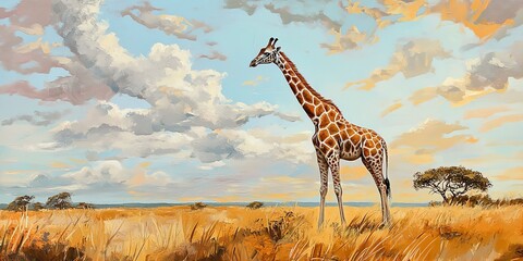 Wall Mural - giraffe in the savannah