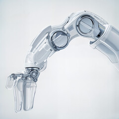 White cyborg robotic hand 3D rendering isolated on white background. , AI generative