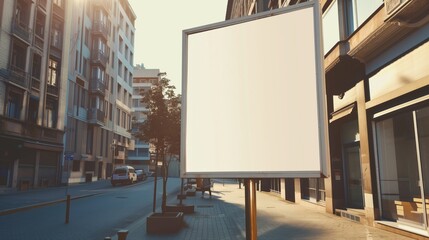 Poster - empty huge poster mockup, outdoor info banner top viev 
