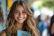 © kardaska - Beautiful student girl smiling while holding books outdoors