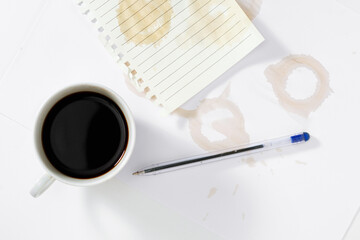 Canvas Print - Coffee, stains and notepad