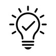 © IQ art_Design - Bulb checkmark black like quick tip line icon. Bulb icon expert, genius, idea, innovation, lamp, light bulb, mark, creative, positive, simplicity, smart, solution, strategy, think, tick, choice.