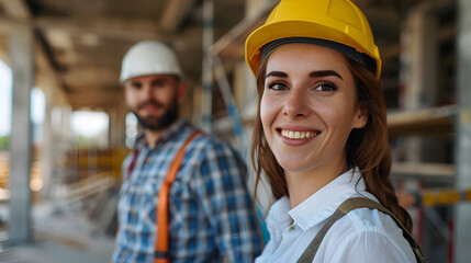 A man, a worker, a builder by profession, in a uniform and a helmet. AI Generated