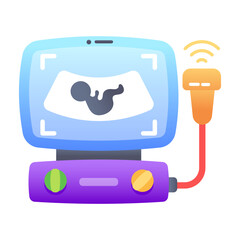 Poster - A flat icon of ultrasound machine 