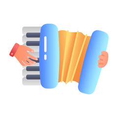 Sticker - Musical accordion icon in flat style 