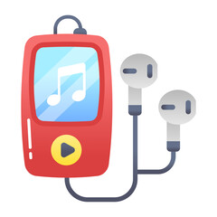 Poster - A flat style icon of mp3 player 