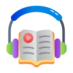 Poster - Audiobook icon in flat style 