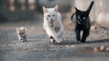 adorable cat is walking