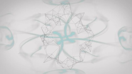 Poster - Animating geometric wireframe structure over abstract white background